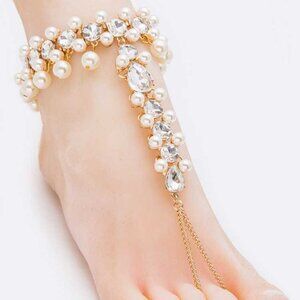 Crystal Statement Anklet - Gold/Clear